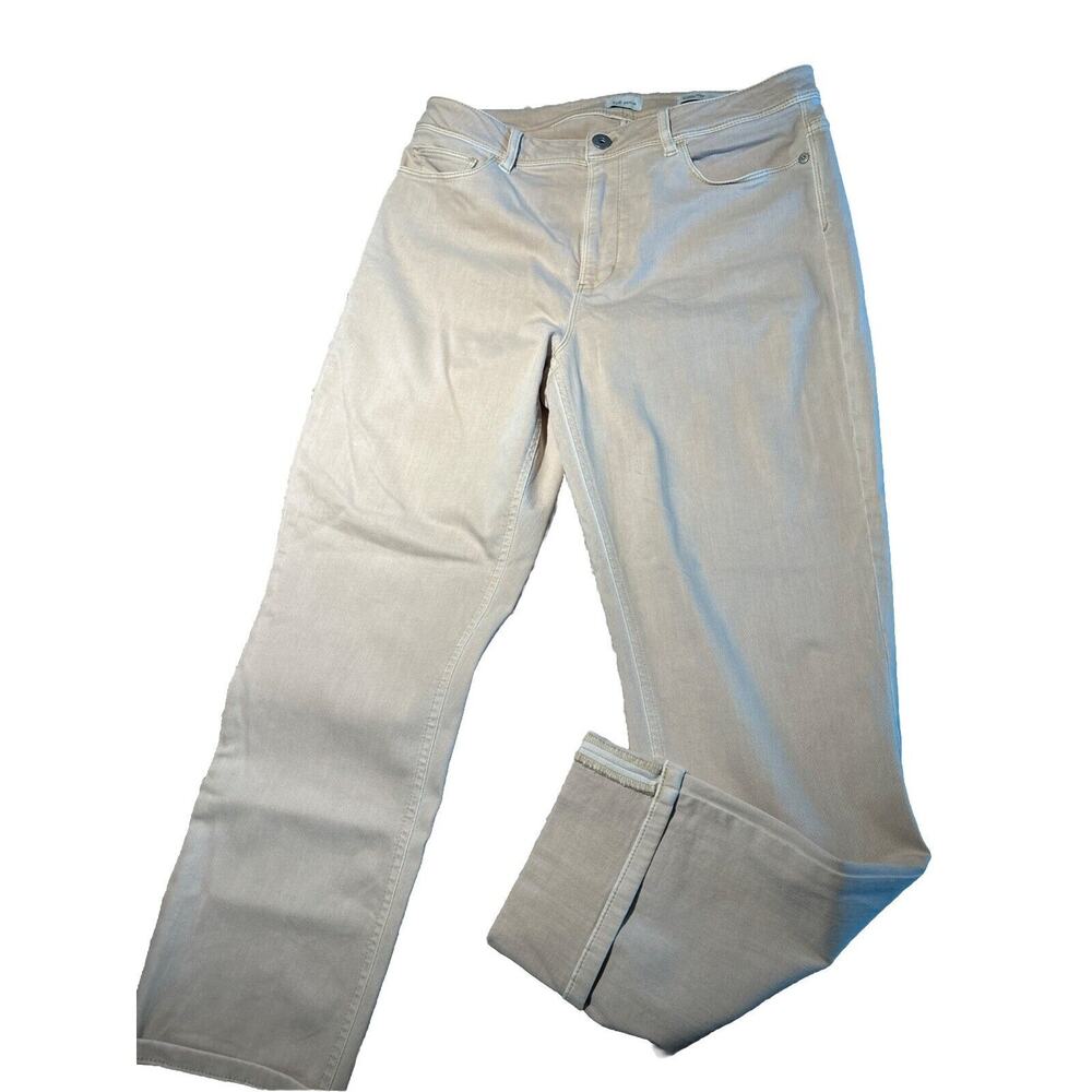 J Jill Women's Denim High Rise Cropped Roll Cuff Jean Tan Size 8T Slight Stretch